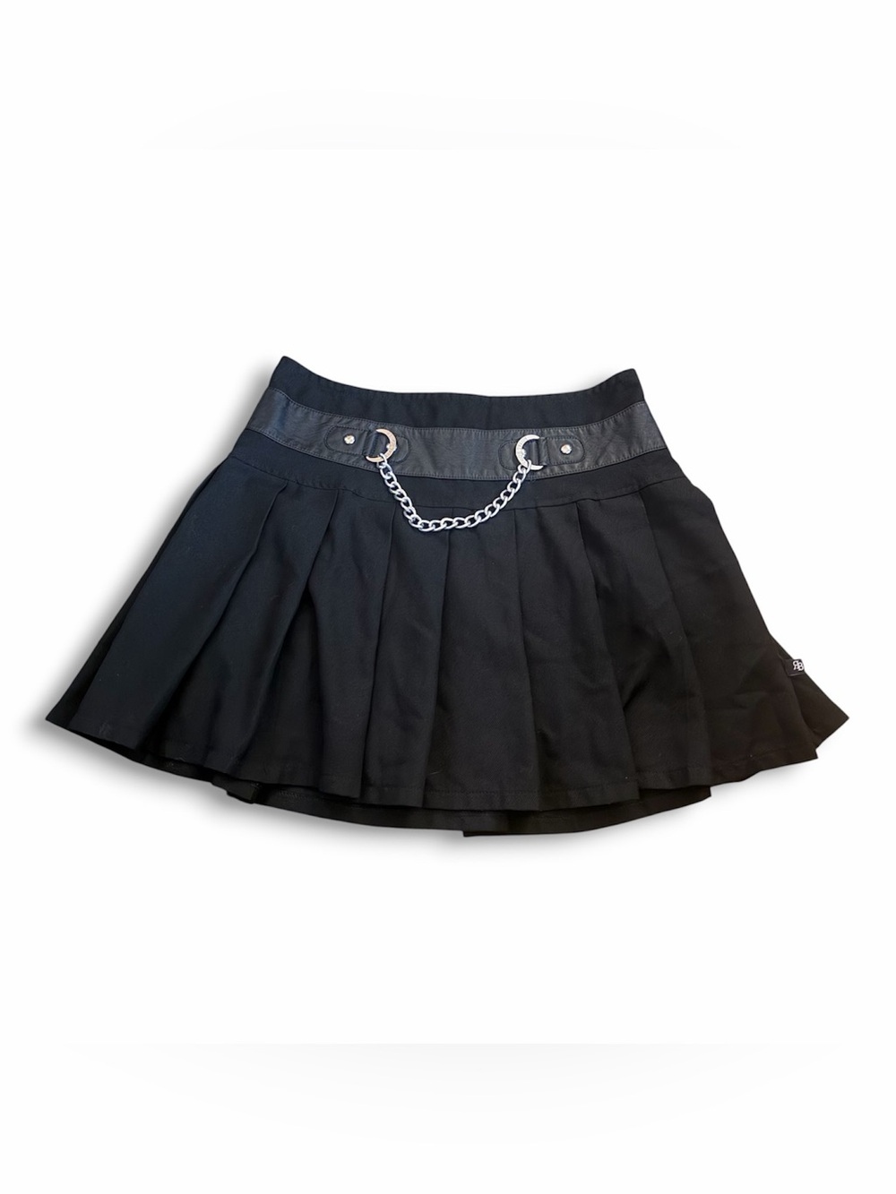 Royal Bones Daang Goodman Tripp Black Knit Silver Chain Pleated Mini Skirt